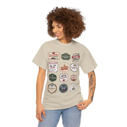 Christmas tshirt featuring vintage stamps