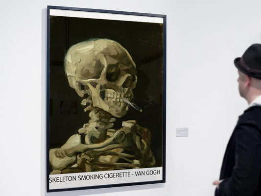 Poster of Vincent Van Gogh's Skeleton Smoking a Cigarette 