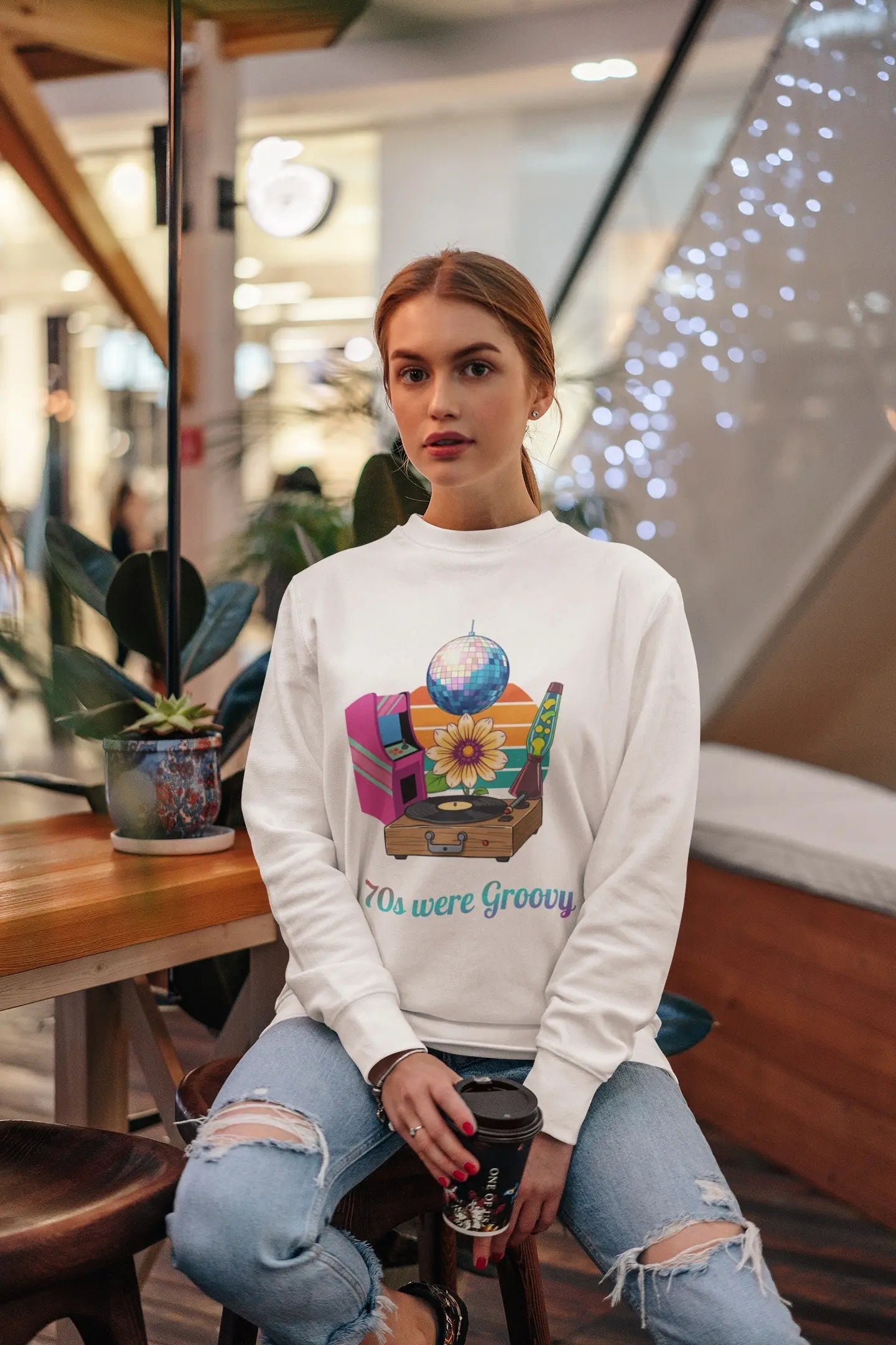 70s themed sweatshirt