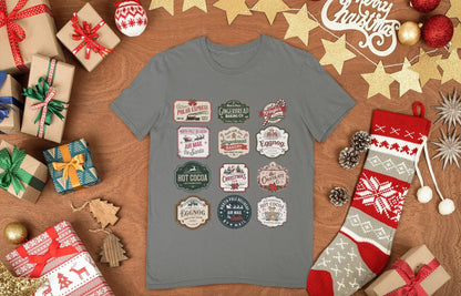 Christmas tshirt featuring vintage stamps