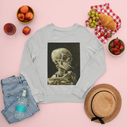 Van Gogh skeleton with cigarette sweatshirt