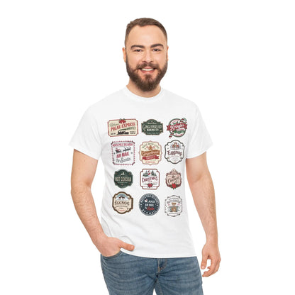 Christmas tshirt featuring vintage stamps