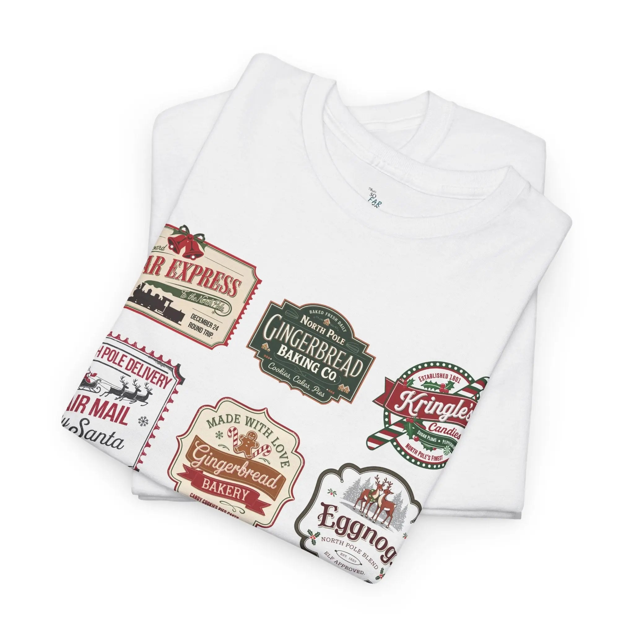 Christmas tshirt with vintage stamps