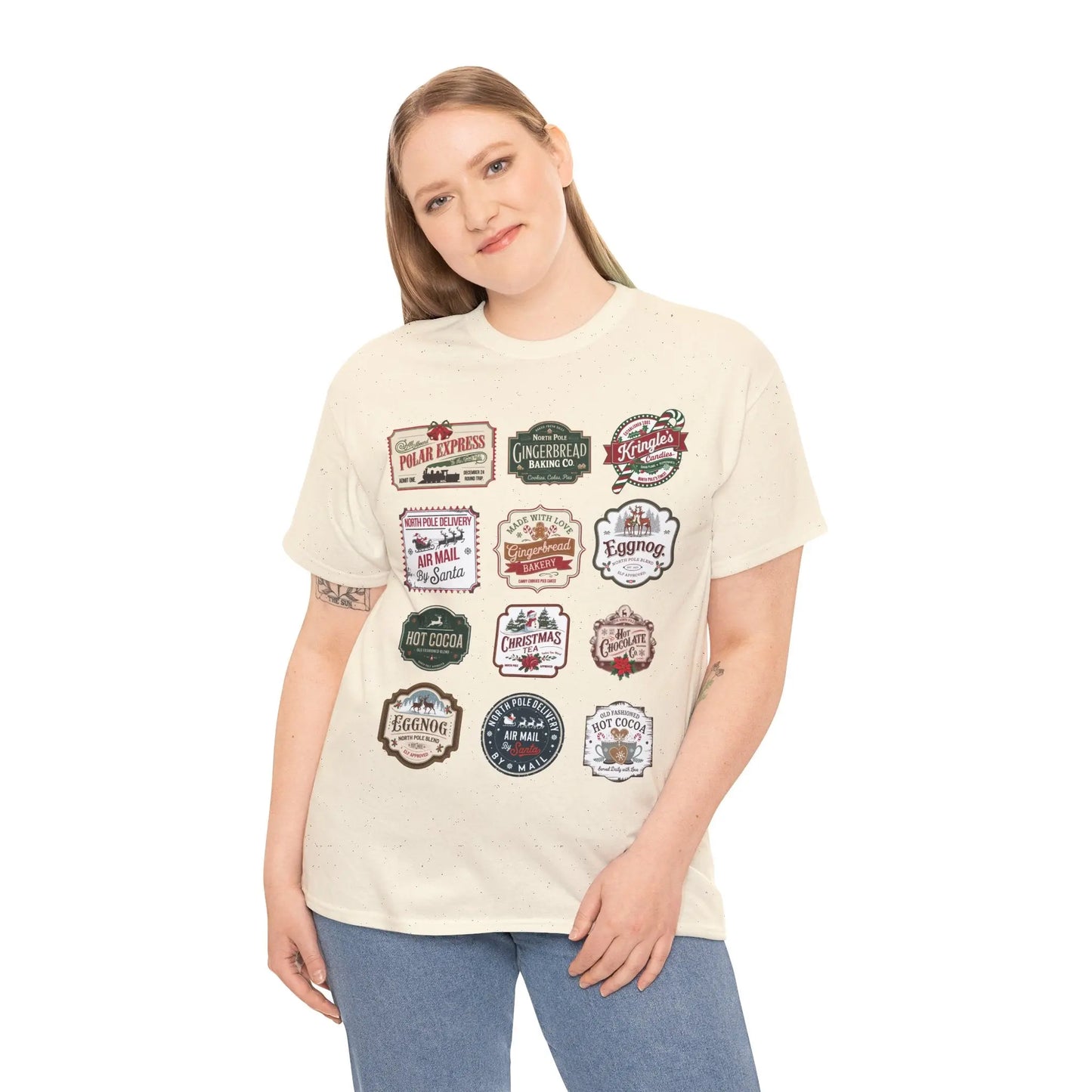 Christmas tshirt featuring vintage stamps